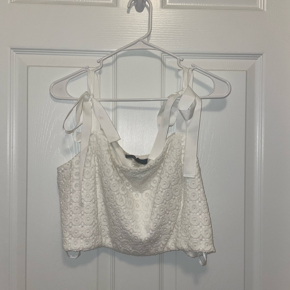 Lulus White Lace Crop Top Size XL